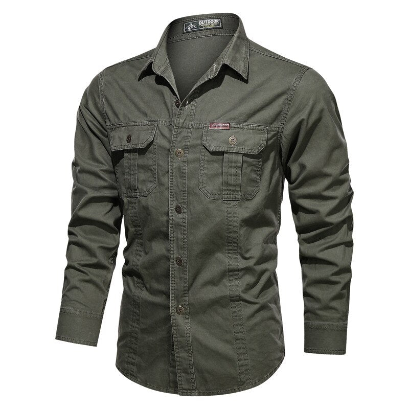 Gregorio Long Sleeve Military Button-Down Shirt – Polomano