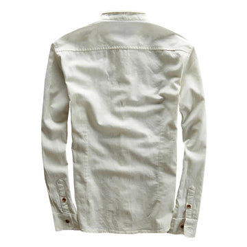 Long Sleeve Mandarin Collar Cotton Shirt – Polomano